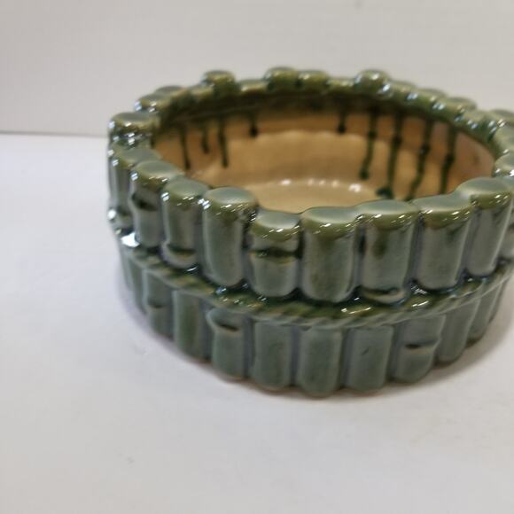 Vintage ceramic glazed bamboo flower holder B-641 (5.1350) - Picture 2 of 16